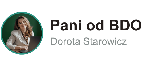 Logo firmy Pani od BDO Dorota Starowicz – doradztwo, rejestracja i sprawozdawczość BDO dla firm w Polsce i zagranicą.